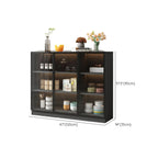 Large 3 Shelves Glass Wood Black Sideboard with LED Light