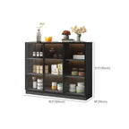 Large 3 Shelves Glass Wood Black Sideboard with LED Light
