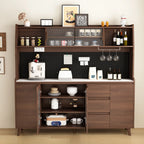 Wide Brown Wooden Pegboard Back Sideboard with Hutch