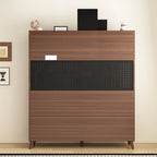 Wide Brown Wooden Pegboard Back Sideboard with Hutch