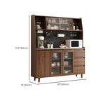 Wide Brown Wooden Pegboard Back Sideboard with Hutch