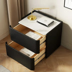 Minimalist Grid Pattern 2 Layer Wooden Nightstand for Bedroom