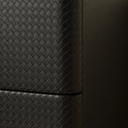 Minimalist Grid Pattern 2 Layer Wooden Nightstand for Bedroom