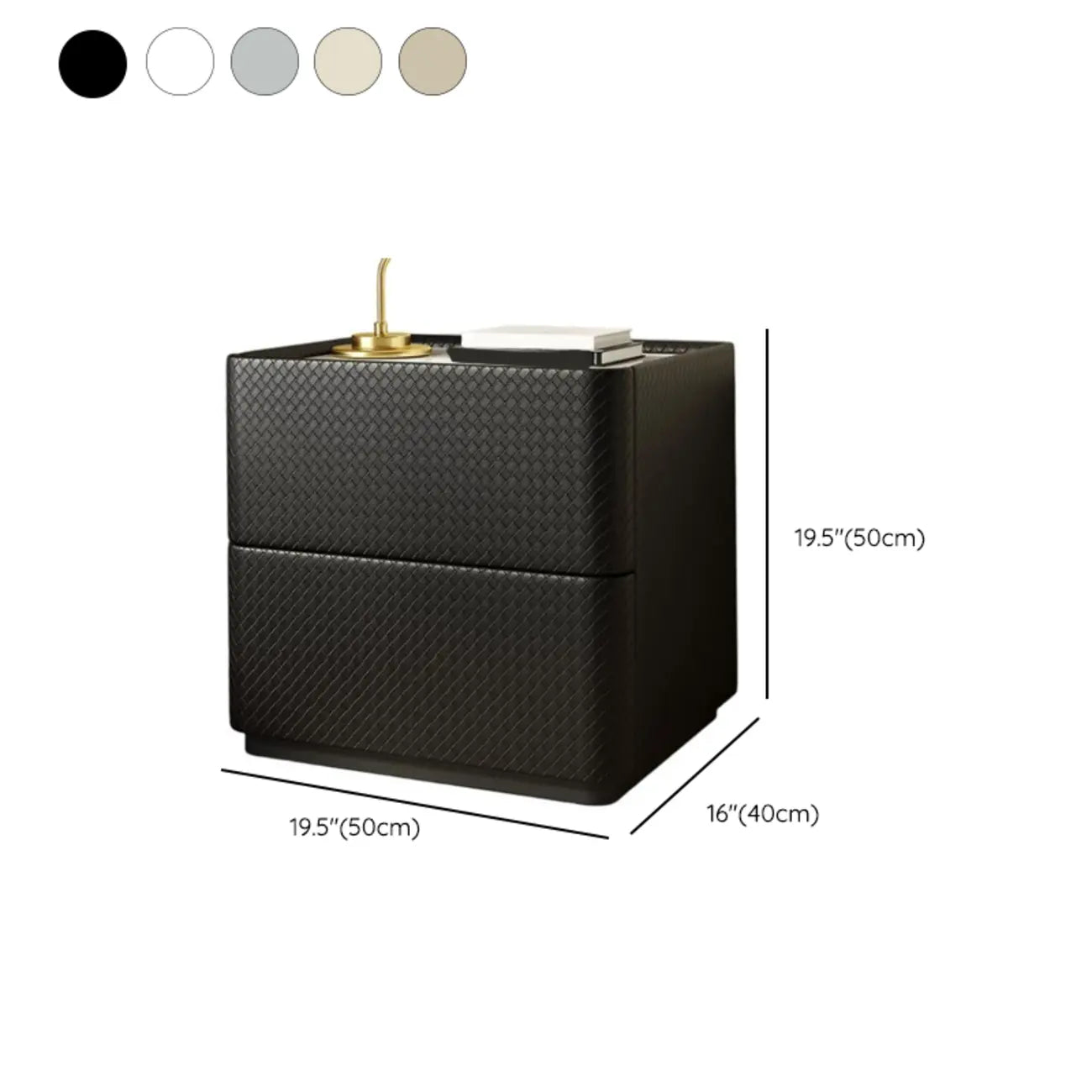 Minimalist Grid Pattern 2 Layer Wooden Nightstand for Bedroom