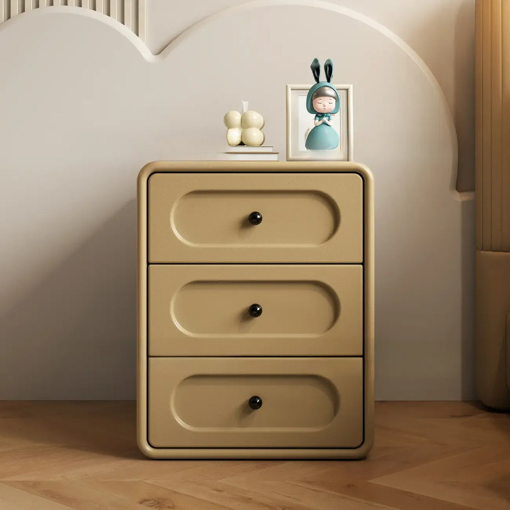 Modern Simple Off-White 3 Drawer Nightstand