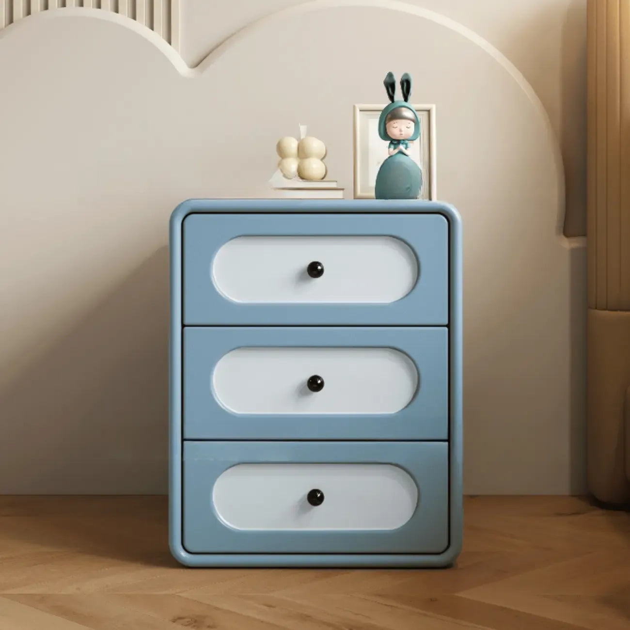 Modern Simple Off-White 3 Drawer Nightstand
