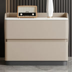 Art Deco Stone Top Nightstand with 2 Storage Drawers