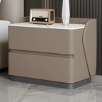 Art Deco Stone Top Nightstand with 2 Storage Drawers