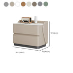 Art Deco Stone Top Nightstand with 2 Storage Drawers