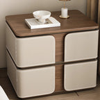 Art Deco Wood Top 2 Drawer Storage Nightstand