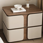Art Deco Wood Top 2 Drawer Storage Nightstand