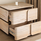 Art Deco Wood Top 2 Drawer Storage Nightstand