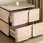 Art Deco Wood Top 2 Drawer Storage Nightstand