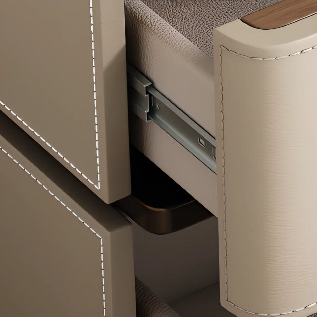 Art Deco Wood Top 2 Drawer Storage Nightstand
