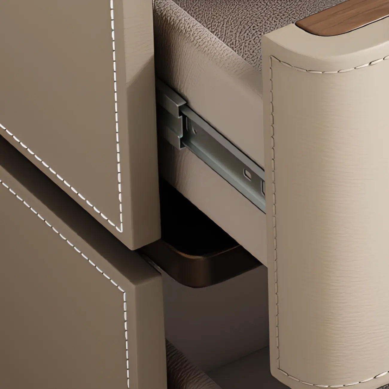 Art Deco Wood Top 2 Drawer Storage Nightstand