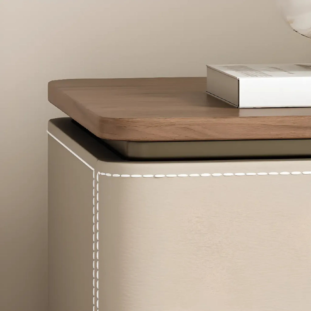 Art Deco Wood Top 2 Drawer Storage Nightstand