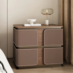 Art Deco Wood Top 2 Drawer Storage Nightstand