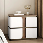 Art Deco Wood Top 2 Drawer Storage Nightstand
