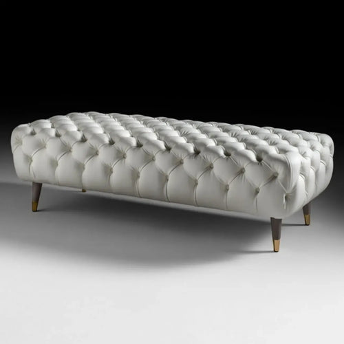 Contemporary White Tufted Upholstered Bedroom Bench
