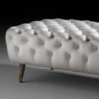 Contemporary White Tufted Upholstered Bedroom Bench