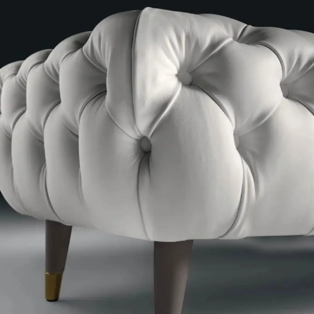 Contemporary White Tufted Upholstered Bedroom Bench