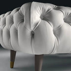 Contemporary White Tufted Upholstered Bedroom Bench