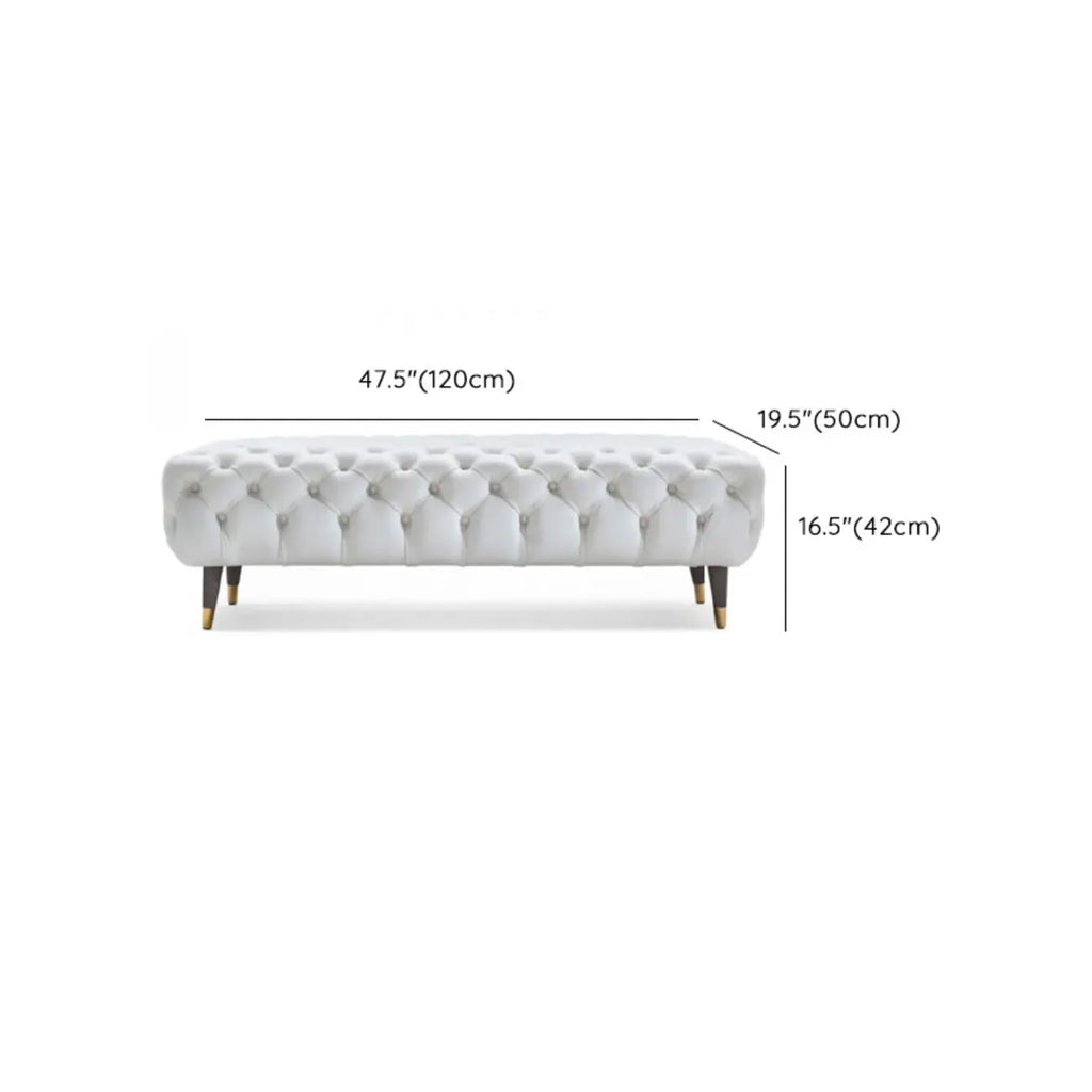 Contemporary White Tufted Upholstered Bedroom Bench