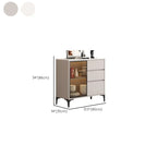 Modern Wood Buffet with Glass Doors Stone Top
