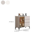 Modern Wood Buffet with Glass Doors Stone Top