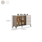 Modern Wood Buffet with Glass Doors Stone Top