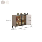 Modern Wood Buffet with Glass Doors Stone Top