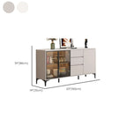 Modern Wood Buffet with Glass Doors Stone Top