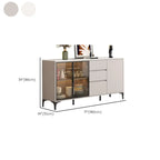 Modern Wood Buffet with Glass Doors Stone Top