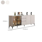 Modern Wood Buffet with Glass Doors Stone Top
