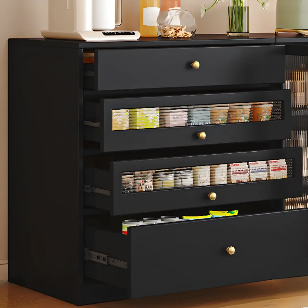 Modern Art Deco Wood Buffet Sideboard with Storage