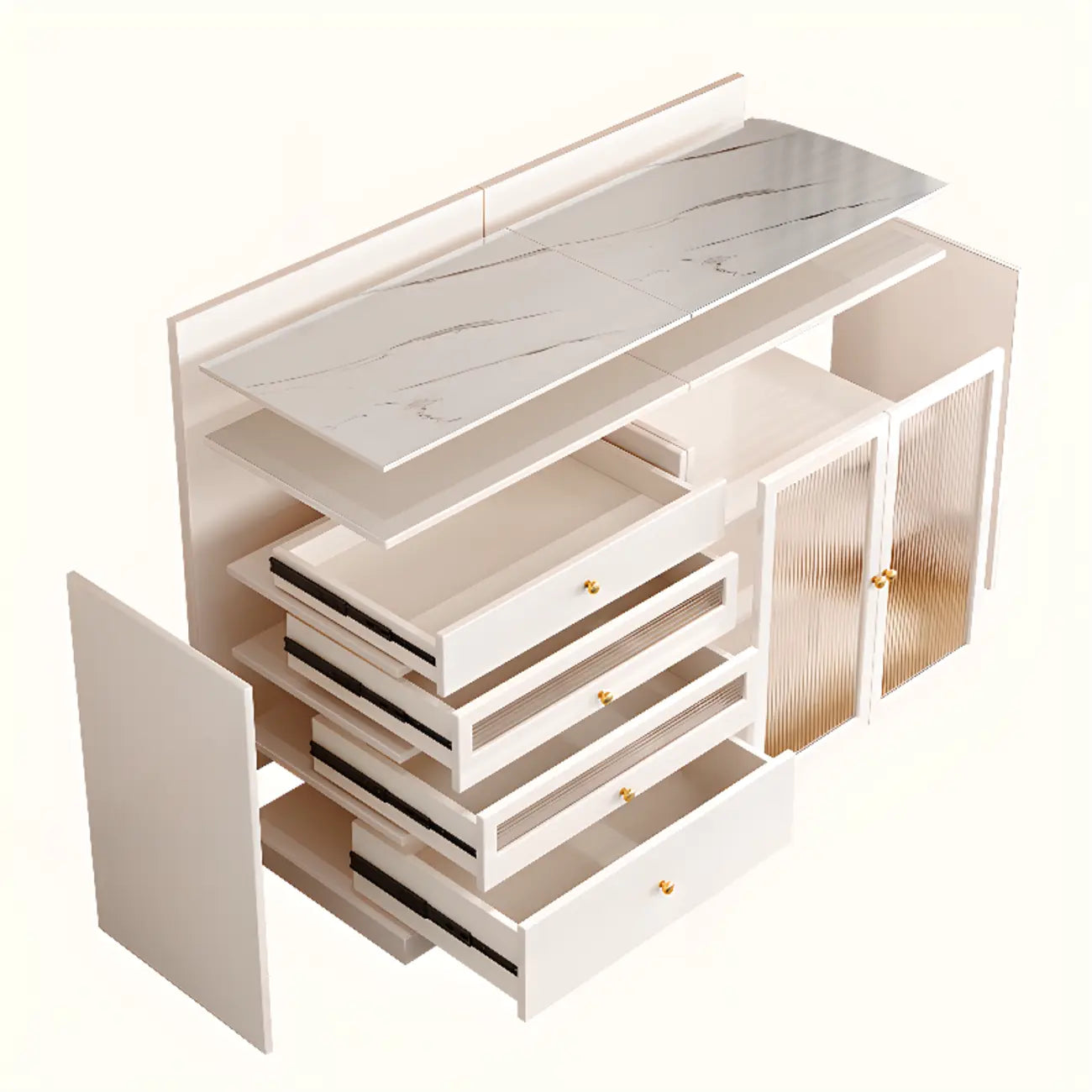 Modern Art Deco Wood Buffet Sideboard with Storage