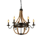 Rustic Farmhouse Rope Large 6-Light Chandelier