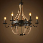 Rustic Farmhouse Rope Large 6-Light Chandelier