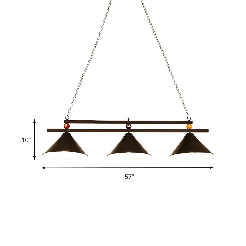 Rustic Metal 3-Light Pendant Light for Game Room