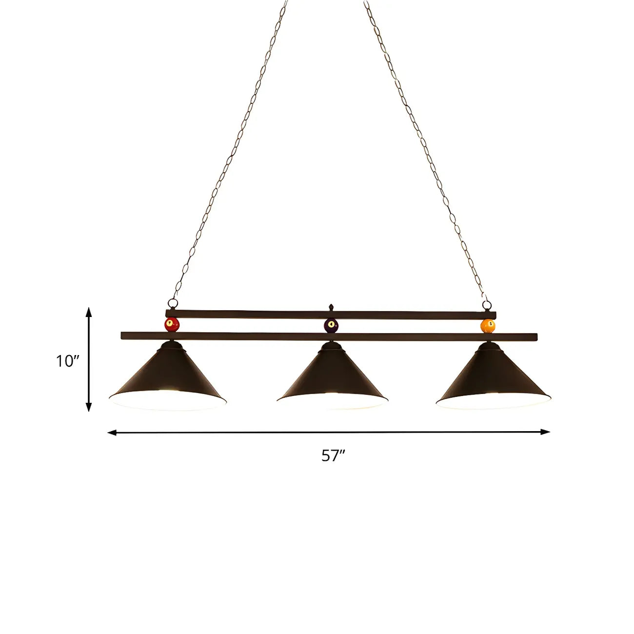 Rustic Metal 3-Light Pendant Light for Game Room