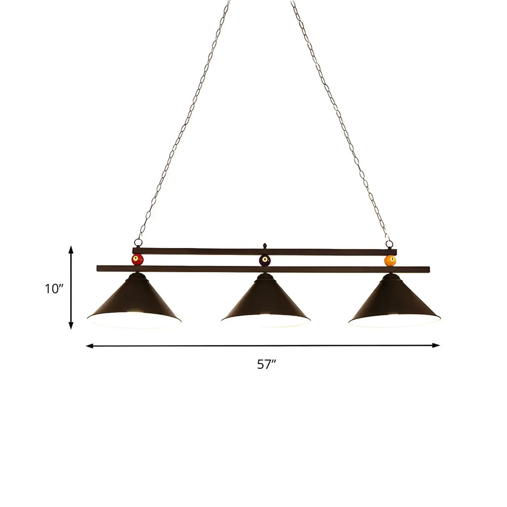 Rustic Metal 3-Light Pendant Light for Game Room