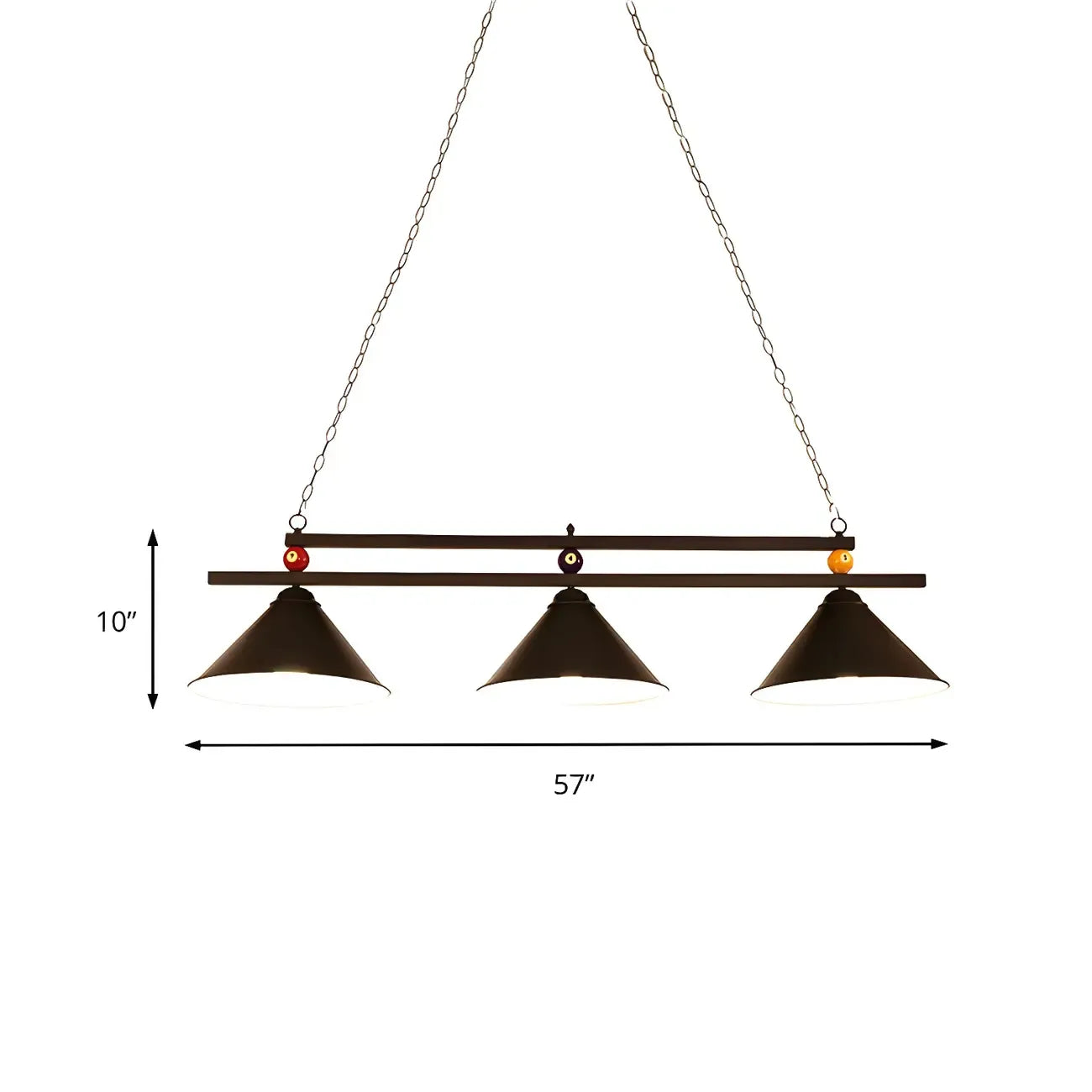 Rustic Metal 3-Light Pendant Light for Game Room