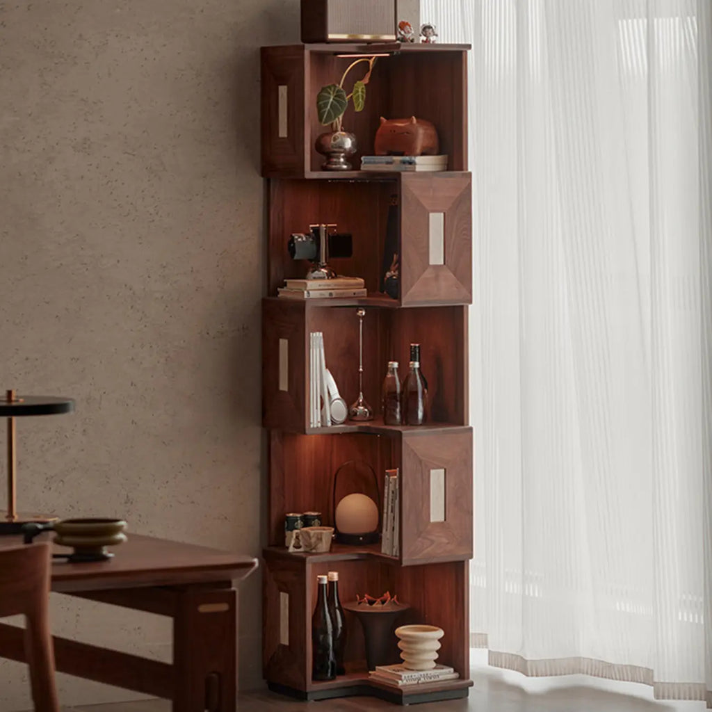Modern Sepia Wooden Nook Cabinet for Living Room Décor