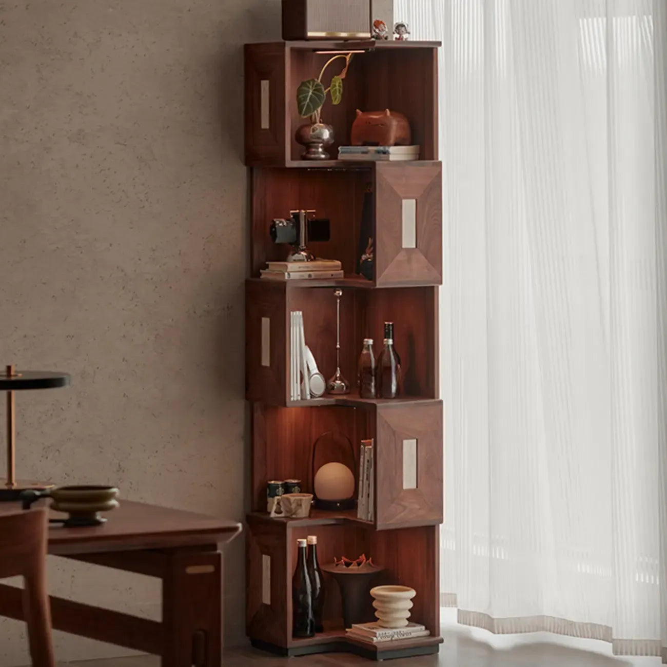 Modern Sepia Wooden Nook Cabinet for Living Room Décor