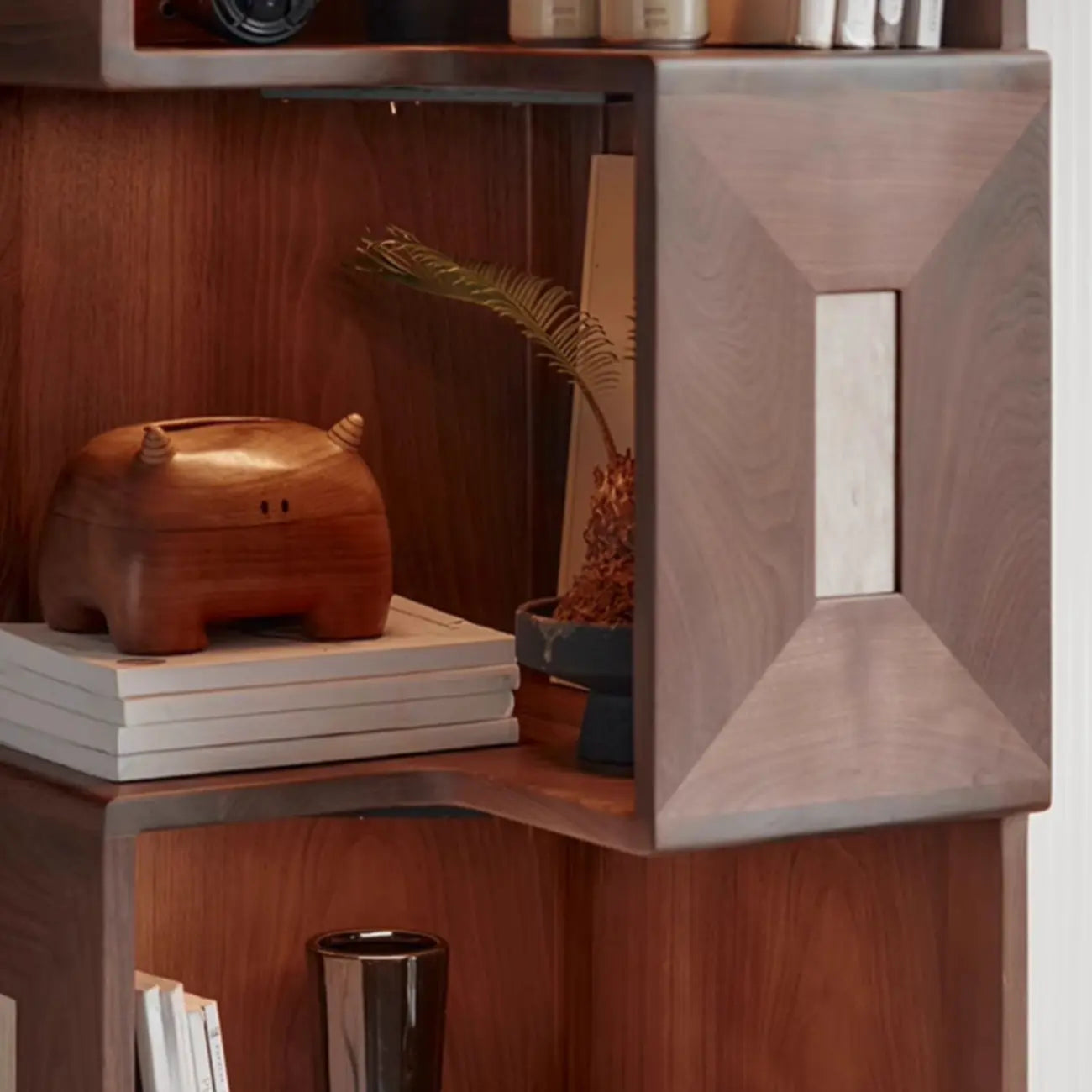 Modern Sepia Wooden Nook Cabinet for Living Room Décor