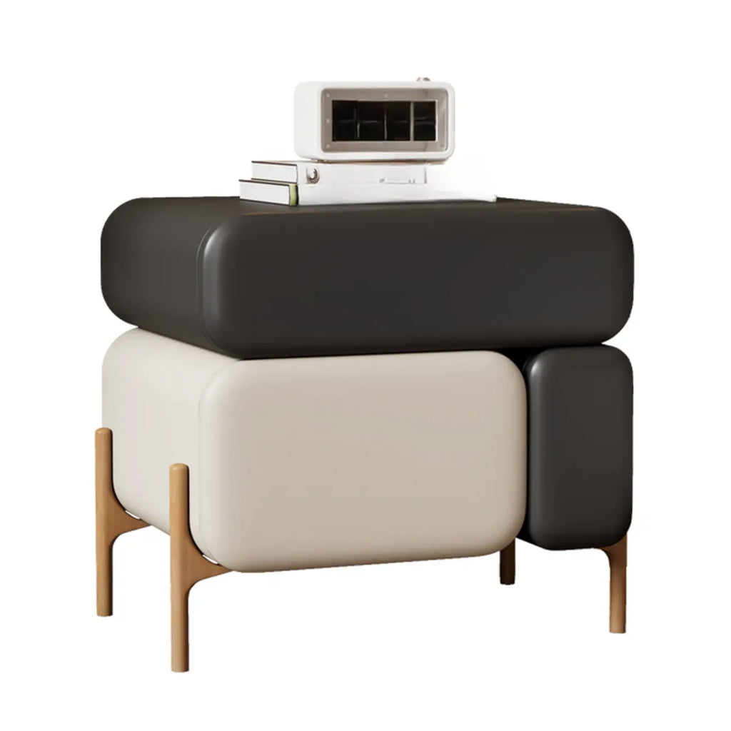 Modern Faux Leather Multi-Color Drawer Nightstand