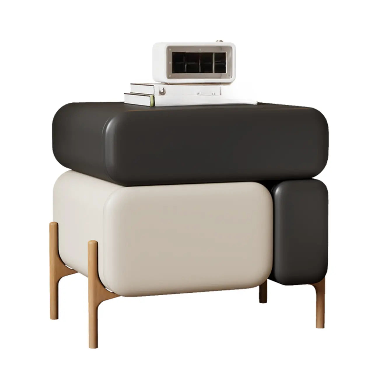 Modern Faux Leather Multi-Color Drawer Nightstand