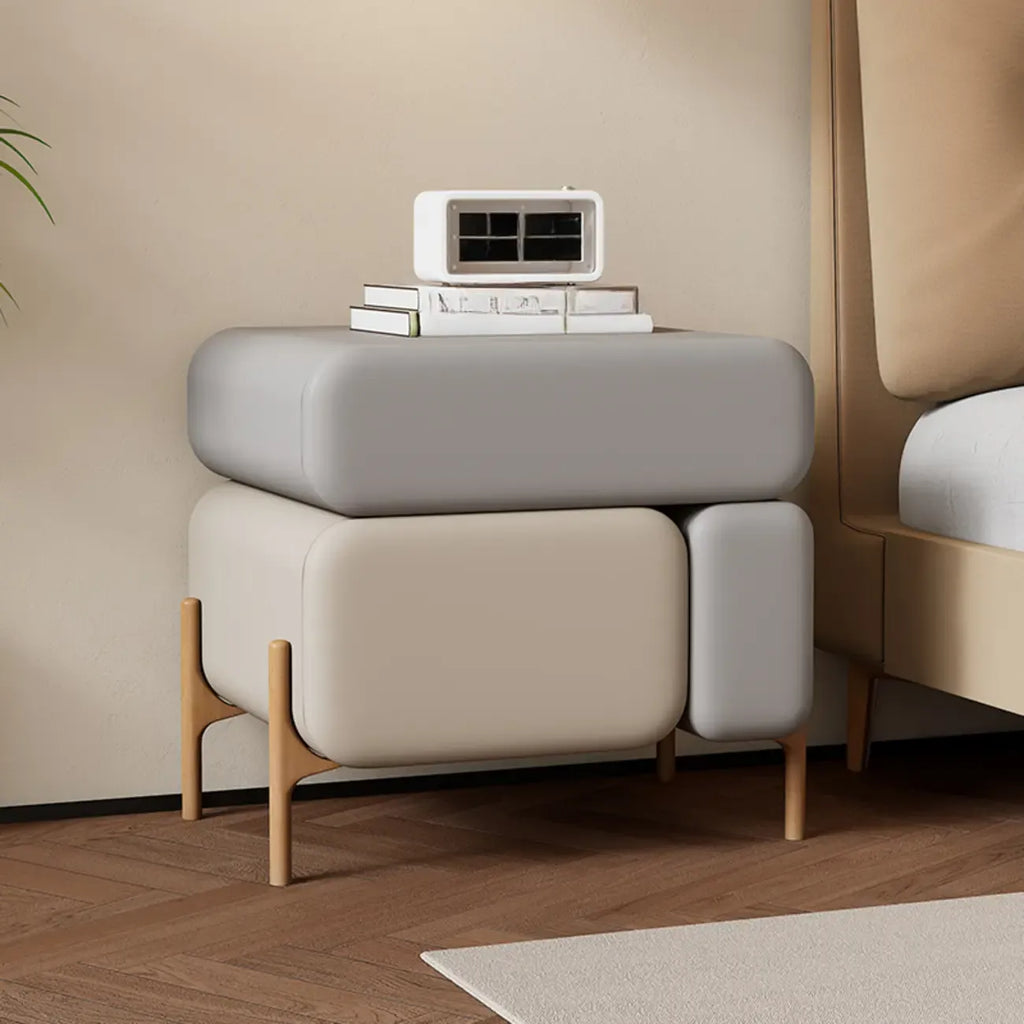 Modern Faux Leather Multi-Color Drawer Nightstand