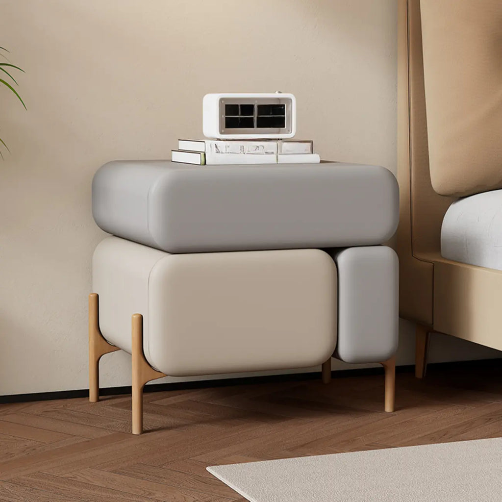 Modern Faux Leather Multi-Color Drawer Nightstand