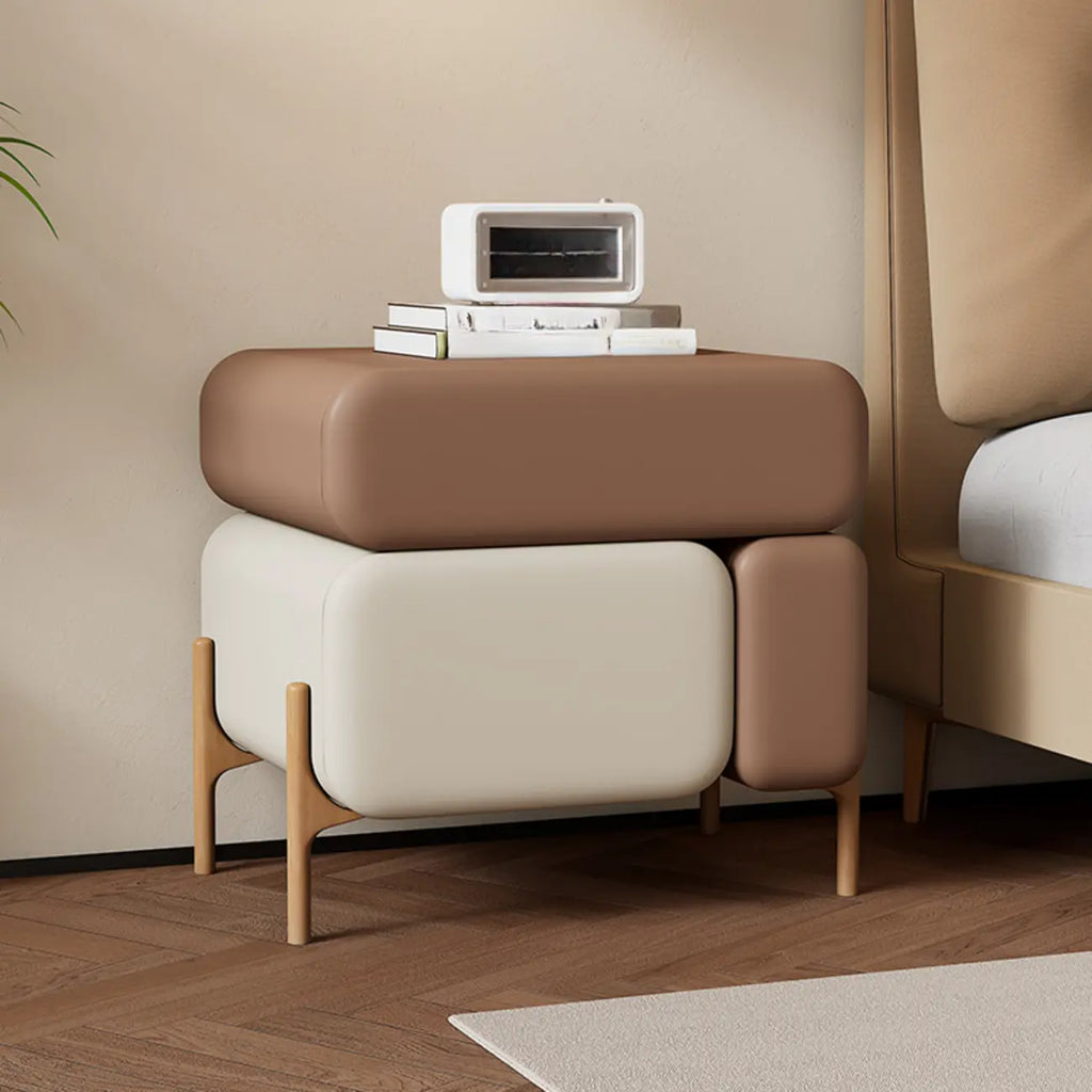 Modern Faux Leather Multi-Color Drawer Nightstand